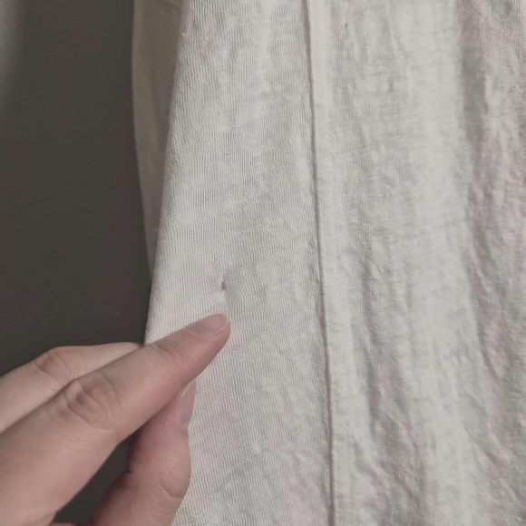 Eileen Fisher 100% Linen Eggshell White Pullover Hooded Costal Chic Sweatshirt M - Picture 11 of 11